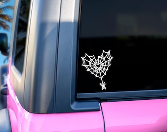 Sticker spinnenwebhart, gotische auto-accessoires, griezelige auto-accessoires, sticker spinnenweb, spin, schattige autostickers, trendy autosticker