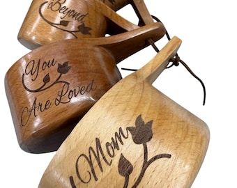 Engraved Beechwood Measuring Cups for Mom, "Loved Beyond Measure"