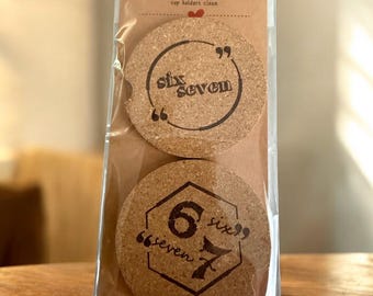 Six Seven Double sided Cork Car Coasters