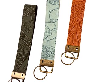 Faux Leather Key Fobs / Wristlets,  6”x 1”