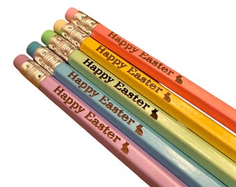 Happy Easter laser engraved pencils! Set of 5
