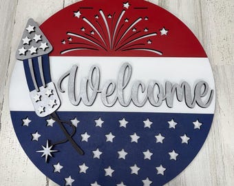 Patriotic Welcome Door hanger 18”