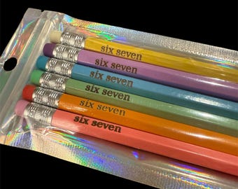 Six Seven Laser Engraved Pencils, Set of 6