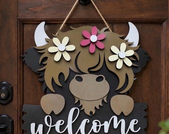 Cow Welcome 3D Door Hanger