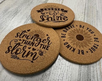Positive Affirmation Cork Coasters
