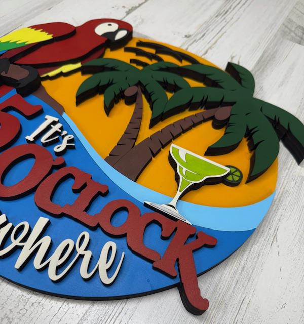 5 O'clock Somewhere Door Hanger Sign