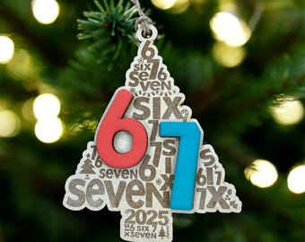 Hand Painted Six Seven Tree Ornament