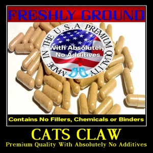 CATS CLAW With Absolutely No Additives Potency Raw Wild Crafted 100 Vegetable Capsules