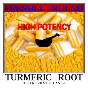TURMERIC ROOT Tumeric Raw Fresh Ground Curcumin Longa 100 Vegetarian Capsules
