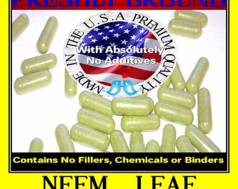 Hoja de neem. Sin aditivos. Alta potencia. 100 cápsulas vegetarianas.
