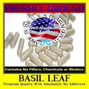 BASIL LEAF Top No Additives Extra High Potency Fresh 100 Vegetable Capsules