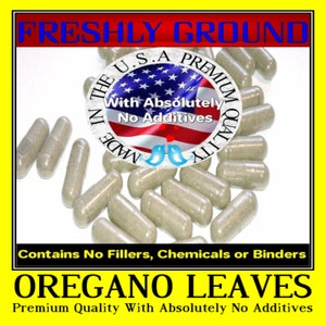 OREGANO LEAVES With Absolutely No Additives High Potency 100 Vegetable Capsules