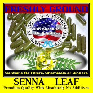 SENNA LEAVES With Absolutely No Additives High Potency 100 Vegetable Capsules