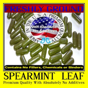 SPEARMINT LEAF With Absolutely No Additives High Potency 100 Vegetable Capsules