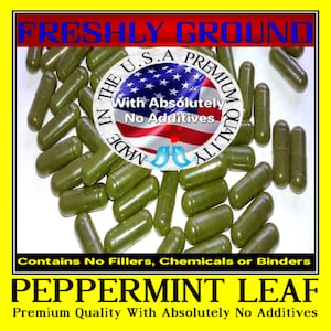 PEPPERMINT LEAF With Absolutely No Additives High Potency 100 Vegetable Capsules