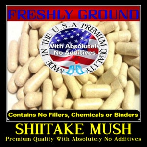SHIITAKE MUSHROOM With Absolutely No Additives High Potency Raw 100 Vegetable Capsules