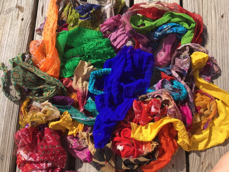 8 Oz. Silk Fabric Remnants/scraps Mixed Media Spinning Felting Etsy