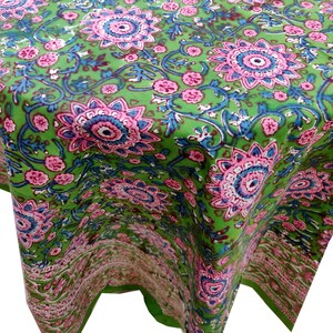 Block Print Table Cover,Table Cloths, Dinning Table Cover,Floral Design Cotton wall hanging,table linen,single bedsheet,single-Free Shipping
