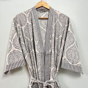 Expresslevering: - Katoenen bedrukte kimono-gewaden, zachte en comfortabele badjassen, nachthemd, badkimono, wikkeljurk, kimono in vrije maat, huisjas