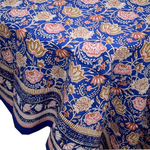 Floral Design Table Cover, Table Cloths, Dinning Table Cover, Block Prints Cotton wall hanging, table linen- Free Shipping