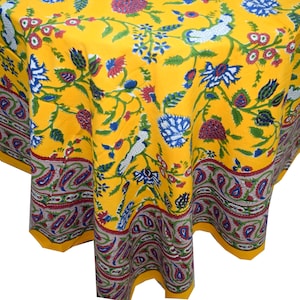 Floral Design Table Cover, Table Cloths, Dinning Table Cover, Block Prints Cotton wall hanging, table linen- Free Shipping