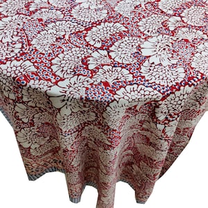 Block Print Table Cover, Table Cloths, Dinning Table Cover, Floral Design Cotton wall hanging, table linen- Free Shipping
