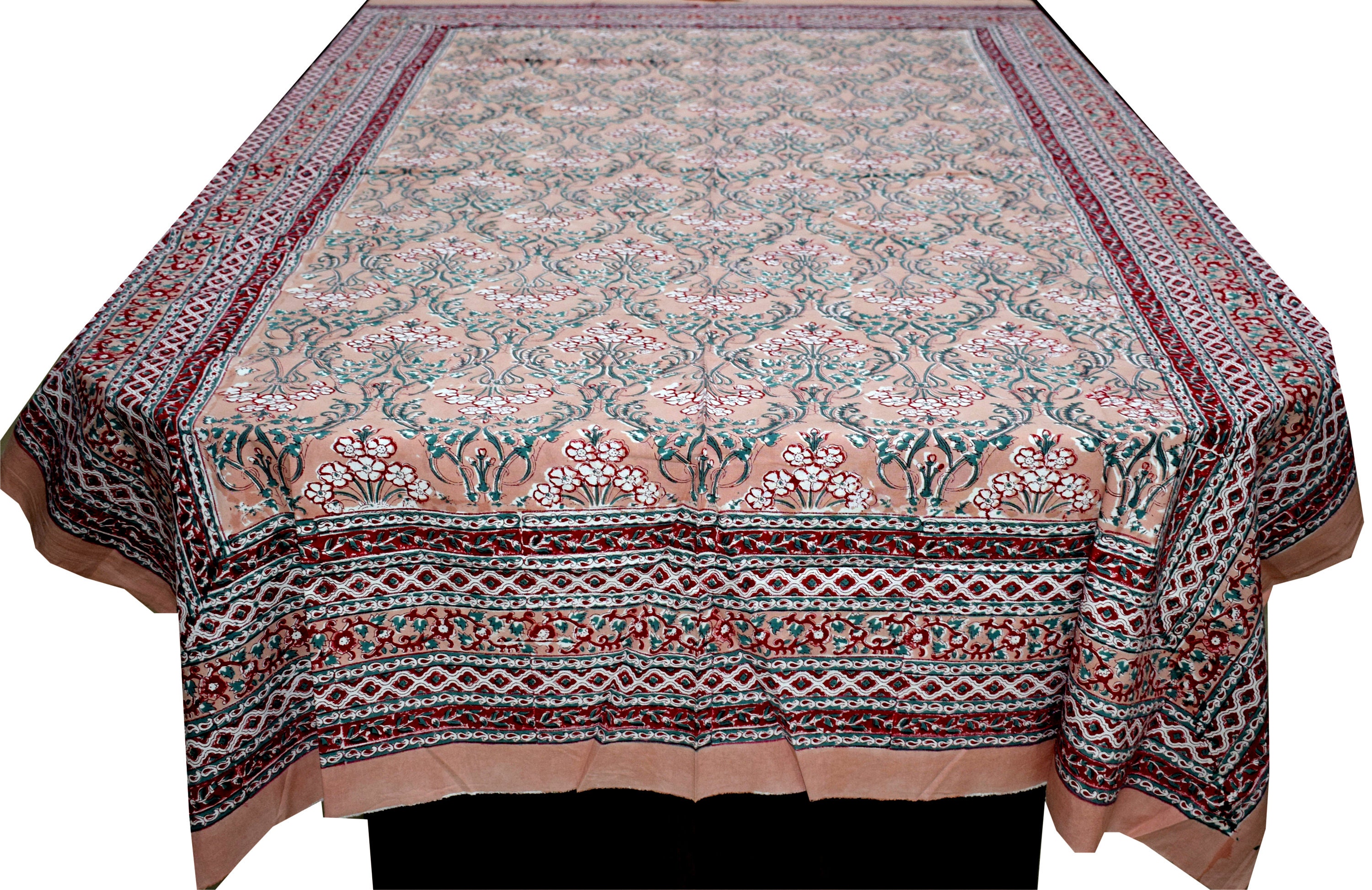 Floral Design Table Cover, Table Cloths, Dinning Table Cover, Block