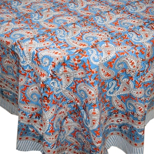 Floral Design Table Cover, Table Cloths, Dinning Table Cover, Block Prints Cotton wall hanging, table linen- Free Shipping