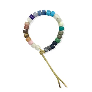 Gemstone Big Bead Pony Bracelet, Tie On Bracelet, Designer Inspired Bracelet, Multicolor natural gemstone pony beads