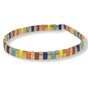 Bracelet de perles Rainbow Tila tendance, Bracelet perle plate, Bracelet empilable, Bracelet Chiclet, Bracelet stretch, Bracelet perlé
