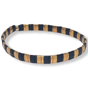 Tila Bead Bracelet, Black and Gold Flat Beaded Bracelet