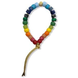 Gemstone Big Bead Pony Bracelet, Tie On Bracelet, Designer Inspired Bracelet, Rainbow pony beads bracelet