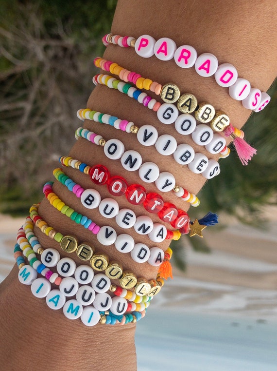 Custom Wording Personalised Pastel Beaded Bracelet