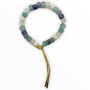 Colorful Adjustable Bead Bracelet, Blue Big Bead Bracelet, Tie-Dye, Pony Bead Bracelet, Adjustable Gemstone Bracelet, Forte Bracelet