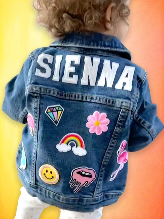 Chaqueta vaquera personalizada para niños con parches / chaqueta de jean  con nombre / chaqueta de jean personalizada