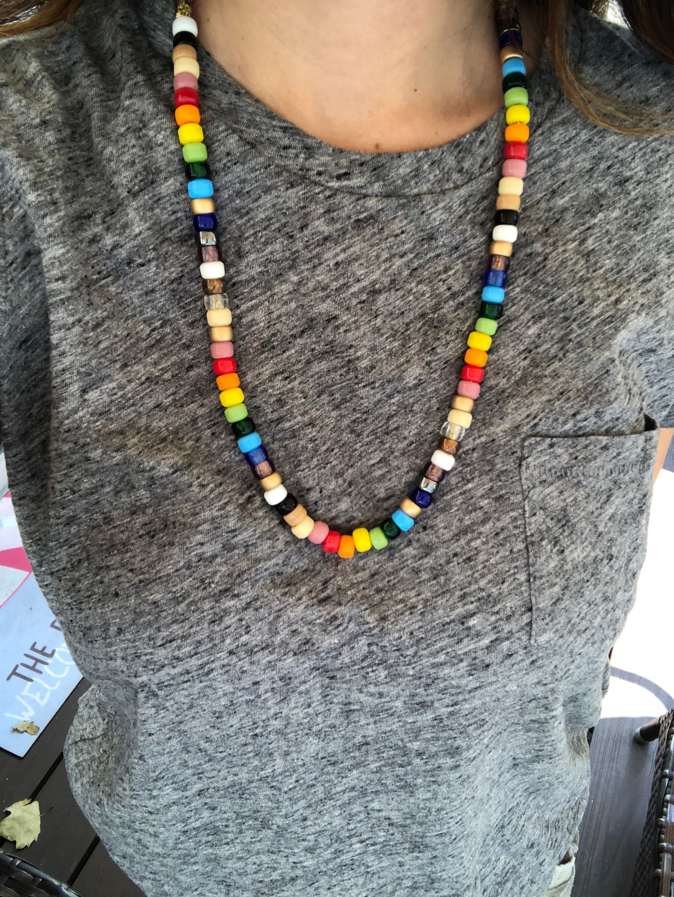 Glass Pony Bead Necklace Etsy