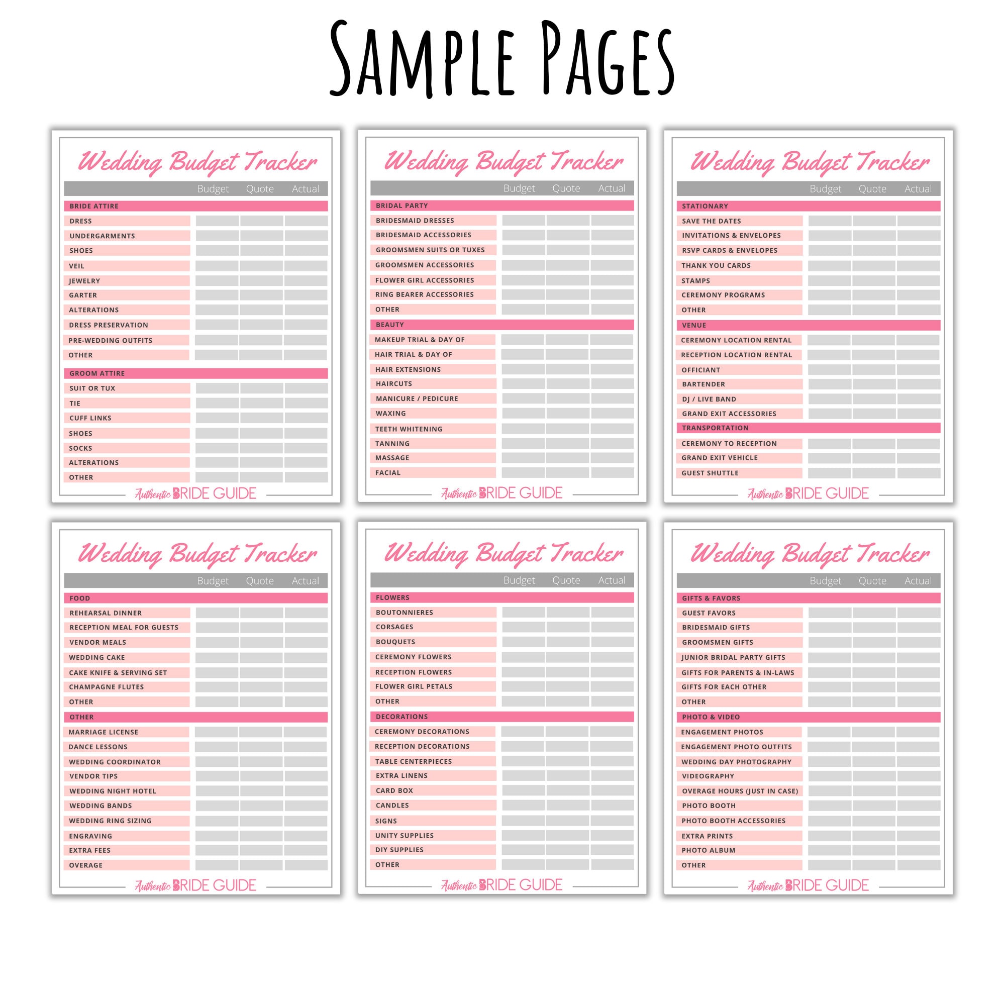 Wedding Budget Worksheets - Printable Wedding Planner Template - Etsy