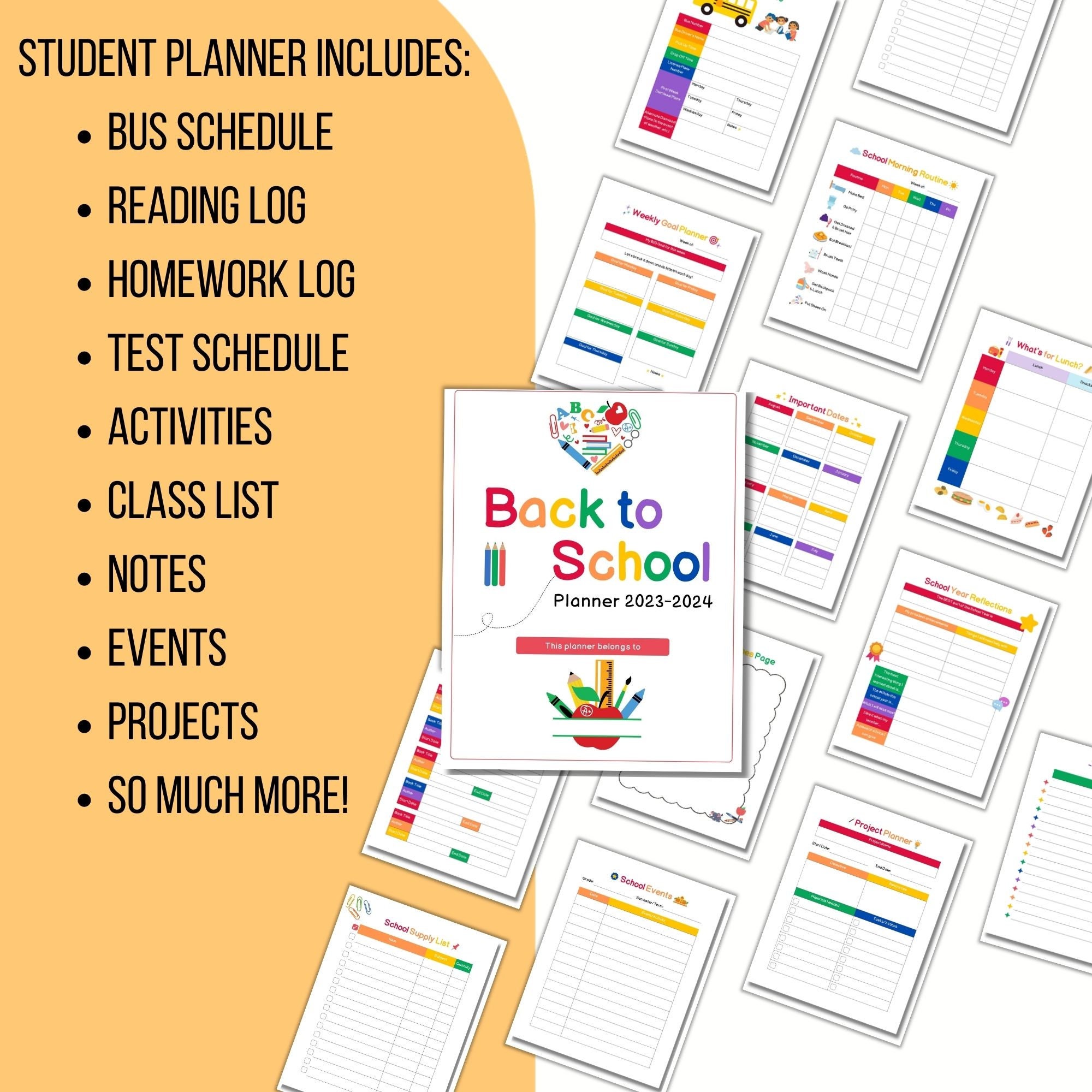 Back to School Planner BUNDLE Student Kid Workbook &amp; Parent - Etsy