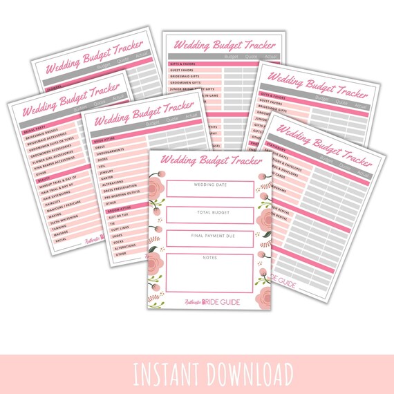 Wedding Budget Worksheets Printable Wedding Planner Template | Etsy