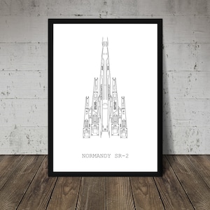 Normandy SR-2 de Mass Effect - Retro Style Fan Art Poster