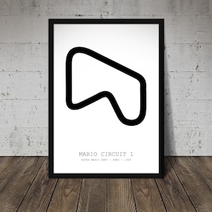 Mario Circuit 1 - Mario Kart Print - Track Poster - Office wall art - Gifts for him or her