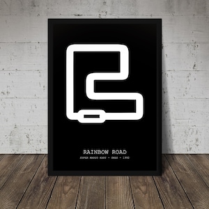 Rainbow Road (SNES) - Mario Kart Print - Track Poster - Office wall art - Gifts for him or her