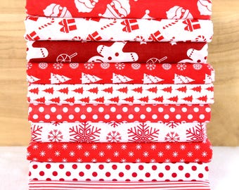 10 Fat Quarter Bundle,Christmas Cotton Fabric,Vintage Fabric Bundle,Sewing Craft Quilting Fabric Patchwok Quilt DIY Material