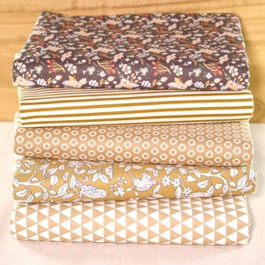 5 tessuti di cotone marrone Beauty assortiti, tessuto per trapuntatura, tessuto per cucire, ritagli di quadrati pretagliati da 10" per patchwork fai da te