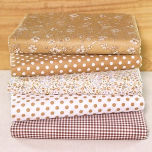 5 tessuti di cotone marrone Beauty assortiti, tessuto per trapuntatura, modello per trapuntatura da cucire, ritagli di quadrati pretagliati Charm Patchwok da 10" Materiale fai da te