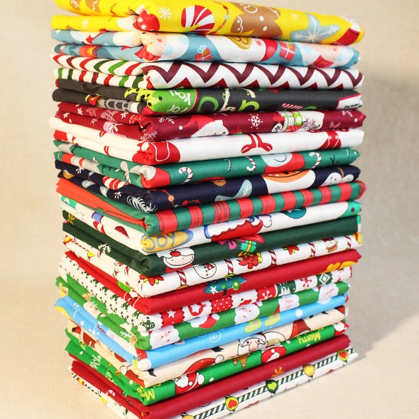 20 couture prédécoupée coton Noël Quilting tissu restes Bundle carrés