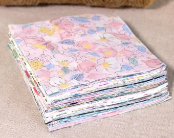 50 Mix Floral Precut 4" Squares,Print Fabric,Quilting Fabric,Fabric Bundle Squares,100% Cotton Sewing Craft Material DIY Patchwork