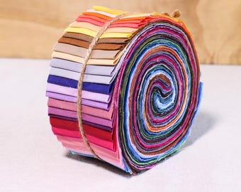 Plain Solid (50) 2.5" Jelly Roll Strips 100% Cotton Quilt Patchwork Fabric Quilting Sewing Crafts DIY