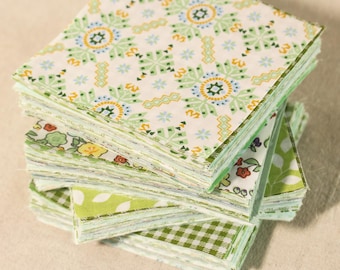 50 Beauty Green Fabric,Vorschnitte Quilten Baumwollstoff,vorgeschnittene 10,2 cm Quadrate,Patchwork Fabric Bundle,Nähzubehör
