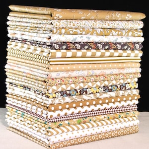 20 tessuti di cotone color cachi misti, quadrati pretagliati da 8" stampati in stile vintage, patchwork di tessuto, tessuto per trapuntatura, materiale per cucito fai da te